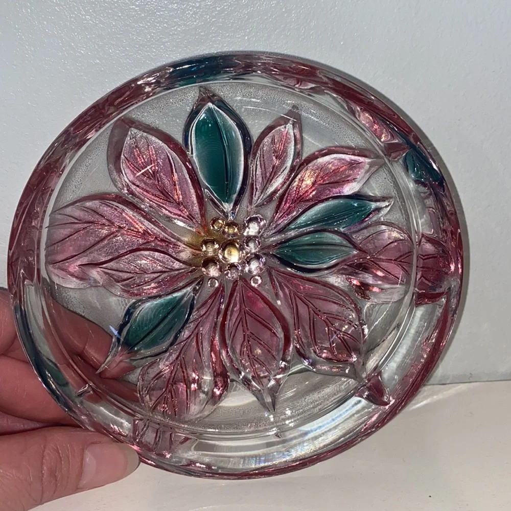 SAVOIR VIVRE CHRISTMAS GLASS POINSIETTA CANDY DISH